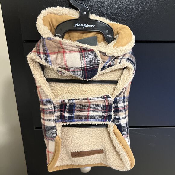 NWT Eddie Bauer Pet Apparel / Jacket Black And Tan Multi-Color Plaid Size Small - Picture 3 of 5